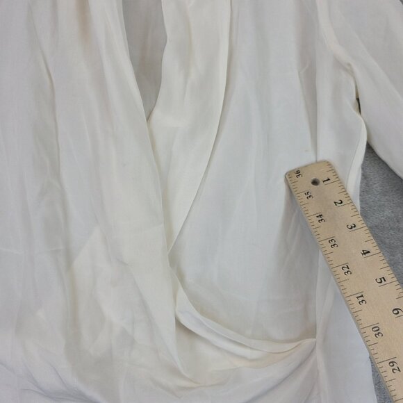 AllSaints Blouse Womens 4 Cream Silk Cowl Neck Drape Front Long Sleeve Asdis - Picture 3 of 14